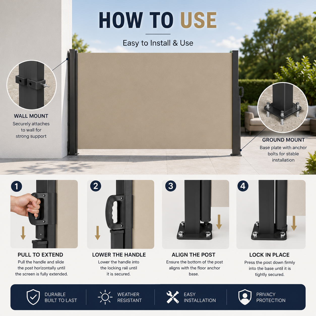 Aventvo™ Retractable Outdoor Privacy Screen
